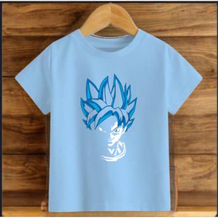 Çocuk Mavi Pamuklu Baskili T-shirt